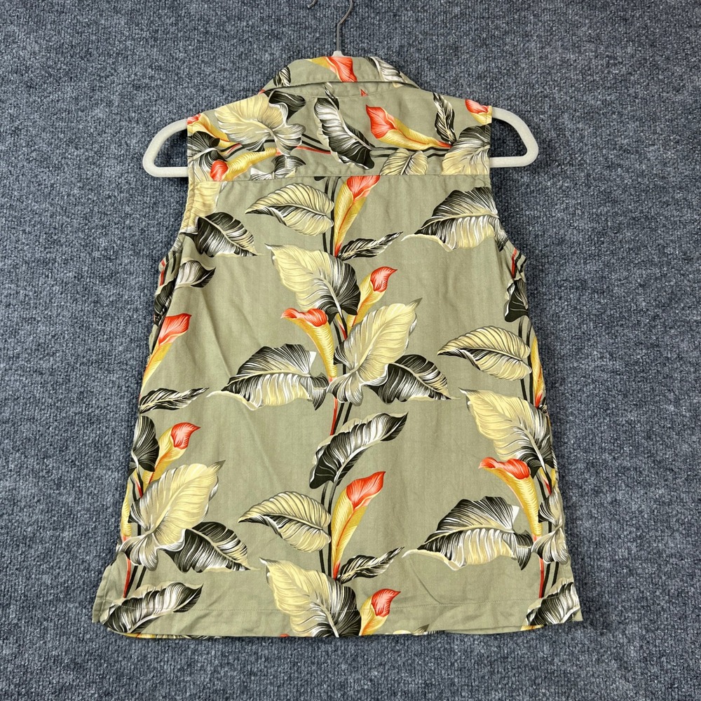 Tommy Bahama Womens Silk Sleeveless Tropical Floral Camp Shirt Sage Green Small - Picture 5 of 7